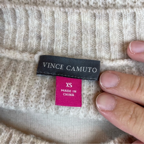 Vince Camuto Cream Tan Button Accent Knit Long Sleeve Sweater Women XS - Picture 2 of 7